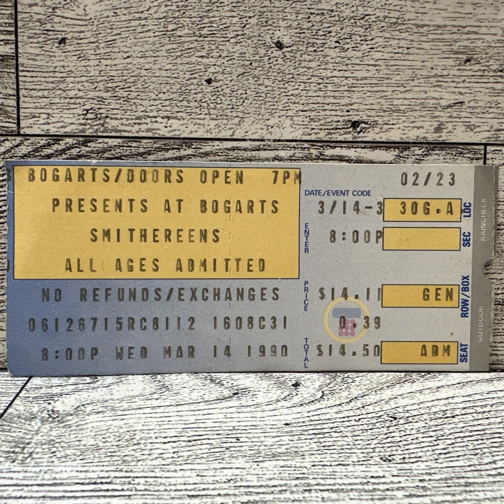 Smithereens Concert Ticket Stub 3-14-1990 Bogarts Cincinnati - 0